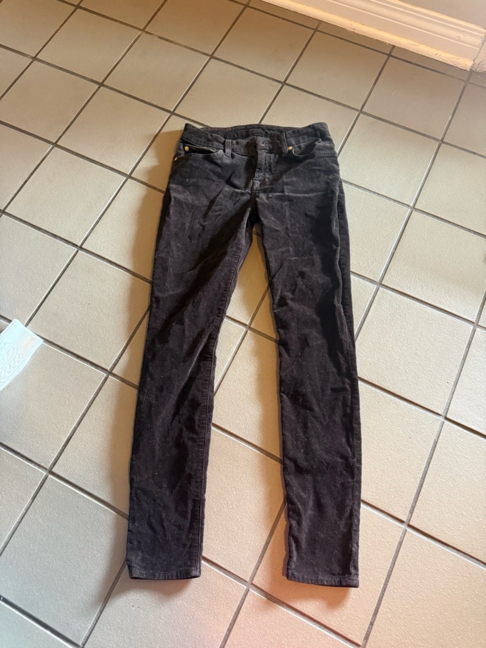7 For All Mankind Black Skinny Corduroy Pants